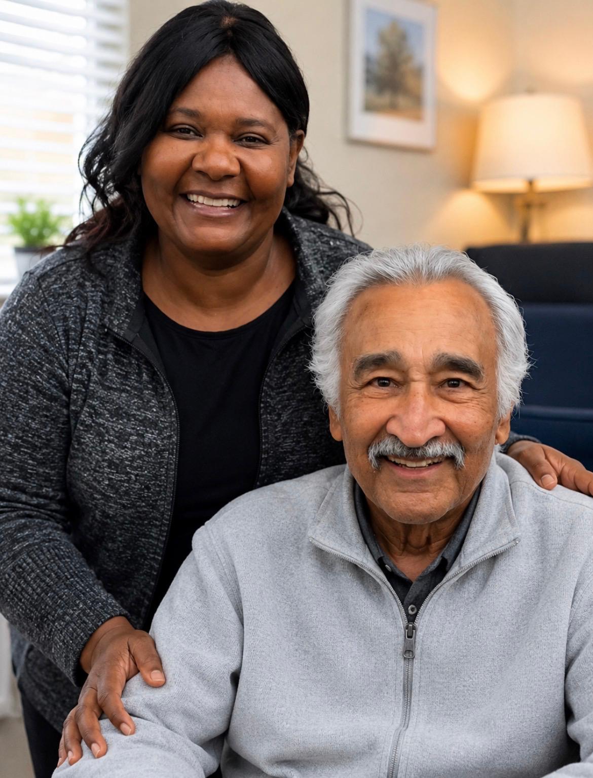 A Mellow Care caregiver with a client